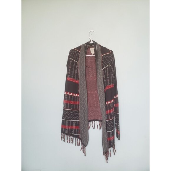 Billabong Sweaters - Designer's Closet Billabong Womens L Duster Cardigan Open Front Aztec Red Gray